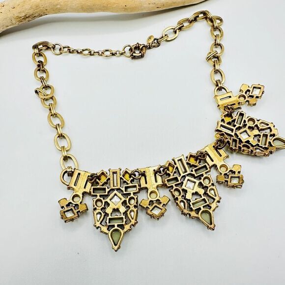 J. Crew Rhinestone Jadeite Brulee Crystal Bib Statement Necklace - Picture 5 of 5